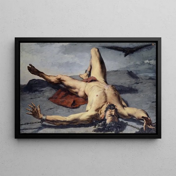 Prométhée forgé sur un rocher - Frank Buchser — framed artwork on a wall