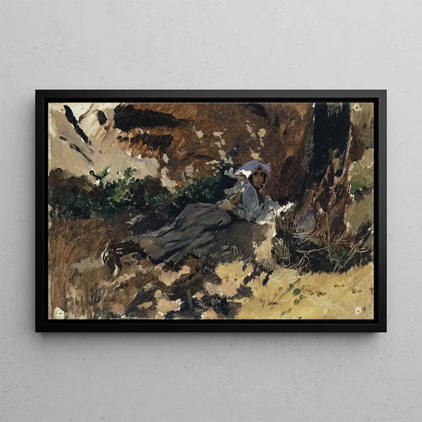 Frank Buchser - Young Woman Lying in the Wood.webp