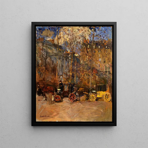 De taxi's - Frank Edwin Scott — ingelijst kunstwerk aan de muur