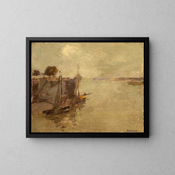 Fishing Boats in Honfleur No. 2 - Frank Edwin Scott — framed artwork on a wall