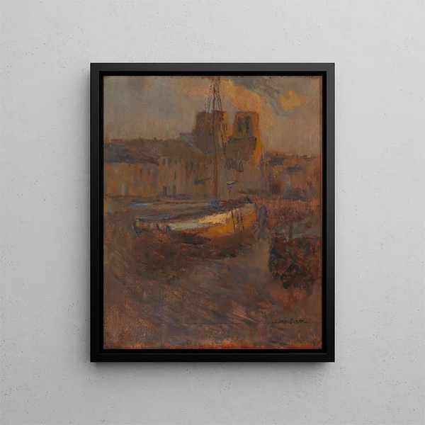 Schepen bij de ankerplaats Cherbourg nr. II - Frank Edwin Scott — ingelijst kunstwerk aan de muur