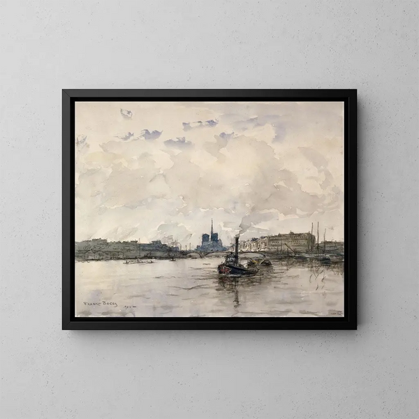 Vue de la Cité en amont du quai Henri IV - Frank Myers Boggs — framed artwork on a wall