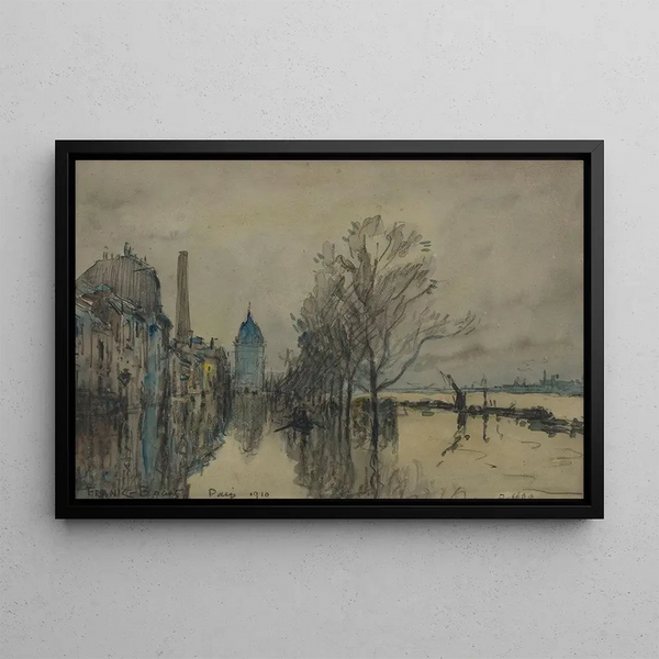 View of the Seine during the floods - Frank Myers Boggs — framed artwork on a wall