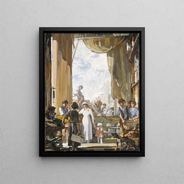 De oude markt van Cleveland - Frank Wilcox — ingelijst kunstwerk aan de muur