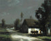 Een dorpsweg bij maanlicht - François-Charles Cachoud — weergave van het kunstwerk