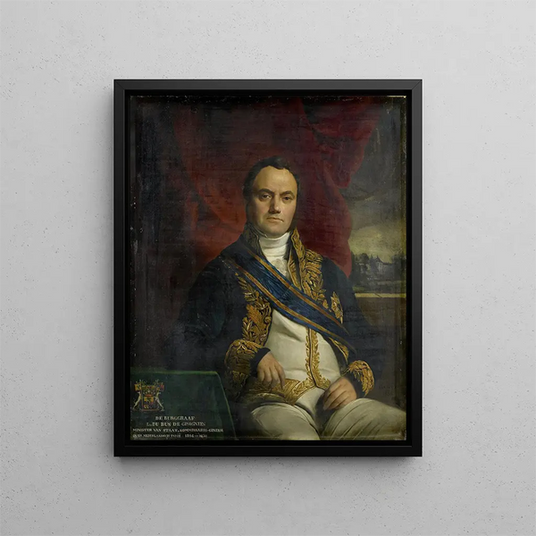 Portrait painting of Léonard Pierre Joseph Vicomte du Bus de Gisignies, Chief Commissioner - François-Joseph Navez — framed artwork on a wall