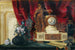 Natuurstudie met een gouden bronzen klok en een porseleinen vaas van Sèvres - François-Léonard Dupont — weergave van het kunstwerk