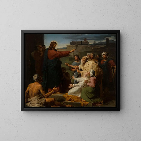 Jesus healing the blind and the lame - François-Louis Dejuinne — framed artwork on a wall