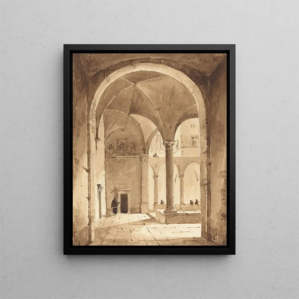 A cloister - François-Marius Granet — framed artwork on a wall