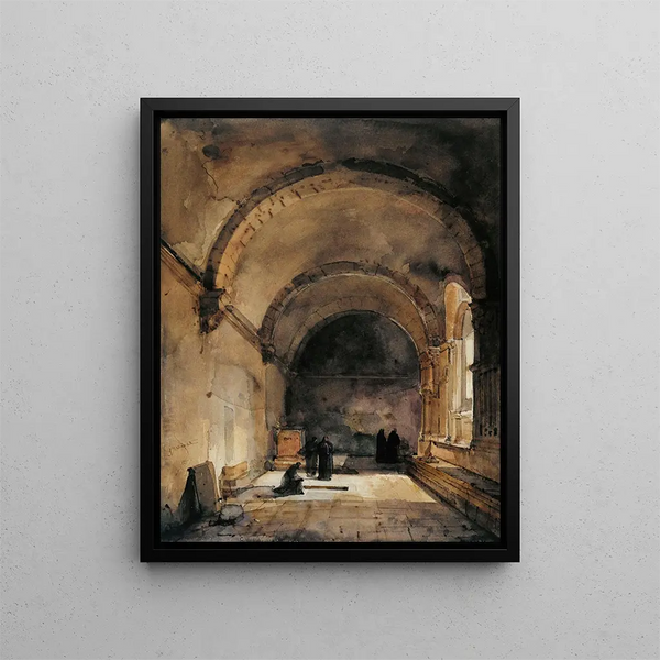 Five figures under a vault - François-Marius Granet — framed artwork on a wall