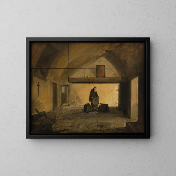 A monk in a voting room - François-Marius Granet — framed artwork on a wall