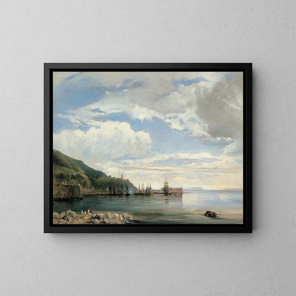 op de baai van Napels - François Antoine Léon Fleury — ingelijst kunstwerk aan de muur
