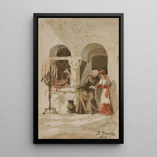 Franois Bonvin - A seated monk with a standing acolyte.webp