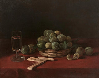 Franois Bonvin - Composition au panier de reinesclaudes aux biscuits et au verre de vin.webp