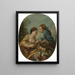 Een jonge vrouw en een jonge man die jonge vogels in een kooi plaatsen. De vogelbroeders - François Boucher — ingelijst kunstwerk aan de muur
