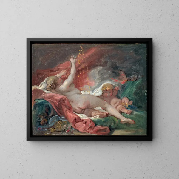 Studie van Dana en de Gouden Regen - François Boucher — ingelijst kunstwerk aan de muur