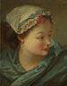 Hoofd van jonge vrouw - François Boucher — weergave van het kunstwerk