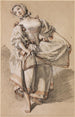 Jonge boerendochter dansend - François Boucher — weergave van het kunstwerk