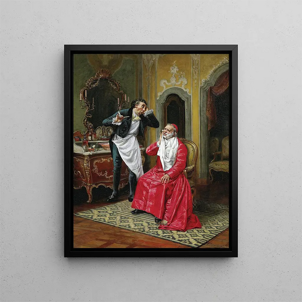 The Clumsy Barber - François Brunery — framed artwork on a wall