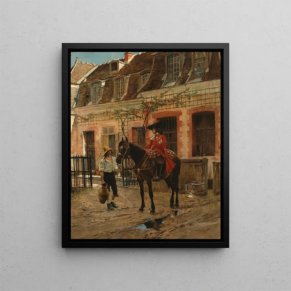 Le renseignement - François Flameng — framed artwork on a wall