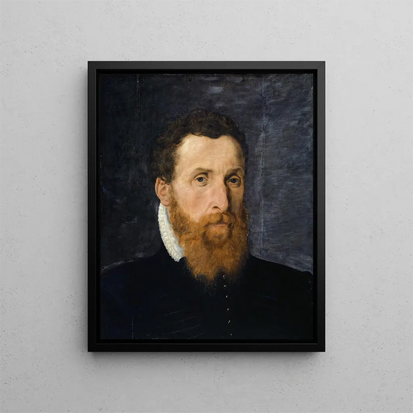 Portrait painting of the Elector of Brandenburg Doctor Leonard Thurneysser Zum Thurn of Basel - Frans Floris — framed artwork on a wall