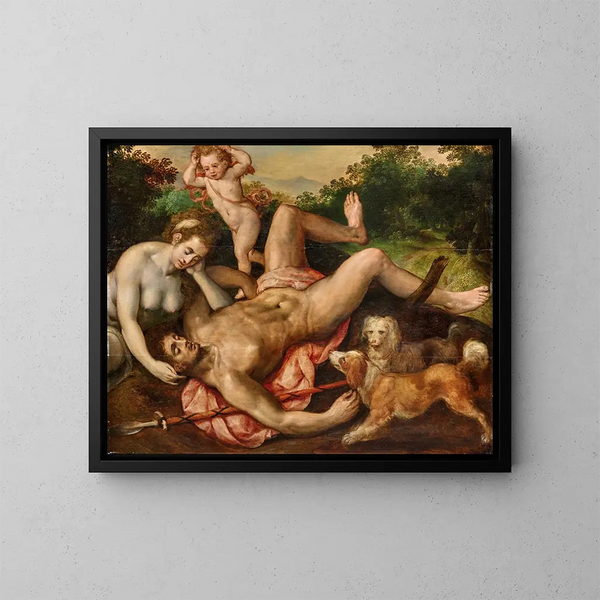 The Death of Adonis - Frans Floris — framed artwork on a wall