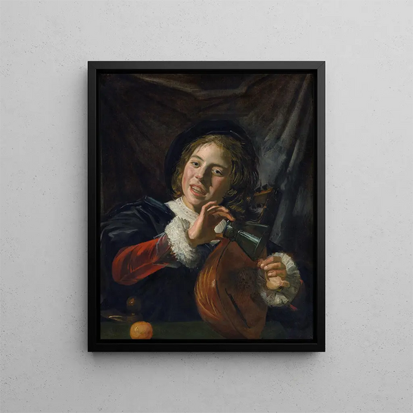 Jongen met een luit - Frans Hals — ingelijst kunstwerk aan de muur