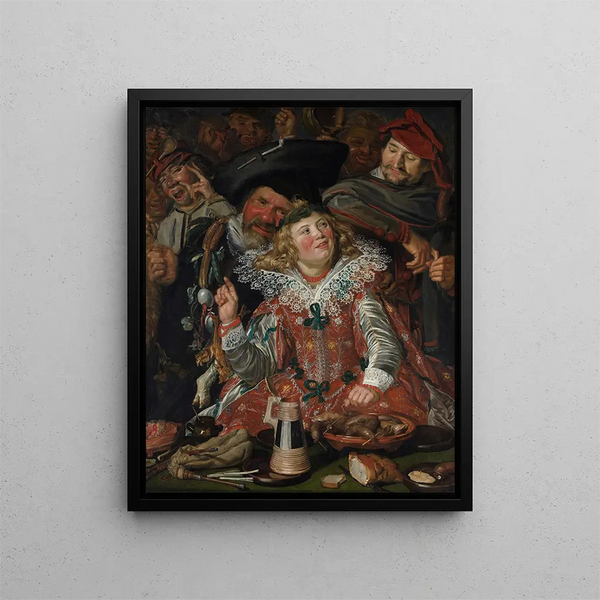 De feestvierders van Carnaval - Frans Hals — ingelijst kunstwerk aan de muur