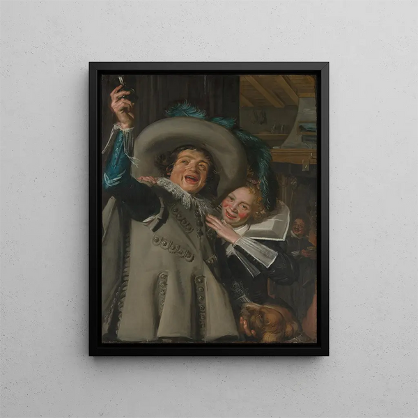 Jonge man en vrouw in een herberg - Frans Hals — ingelijst kunstwerk aan de muur