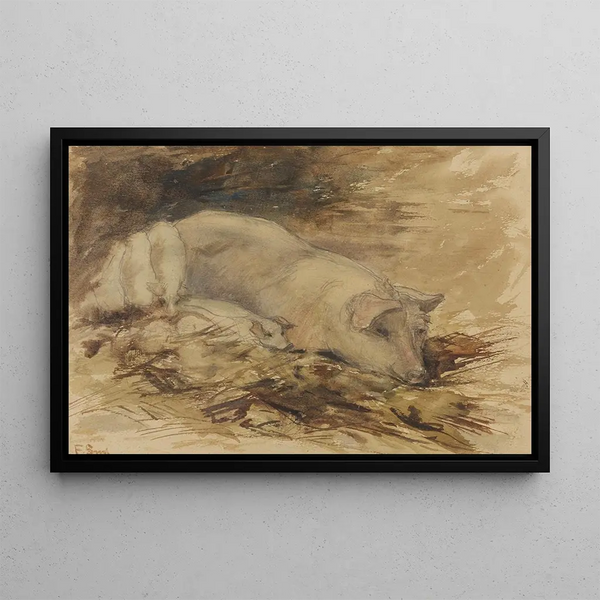 Pig with piglets - Frans Smissaert — framed artwork on a wall