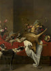 Jachtfruitmand en bloemenvase op een tafel - Frans Snyders — weergave van het kunstwerk
