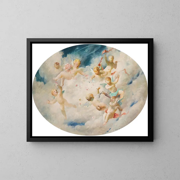 Les Cupidons - František Hladík — framed artwork on a wall