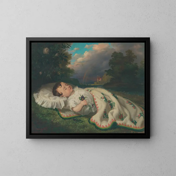 A Child in the Countryside - František Klimkovič — framed artwork on a wall