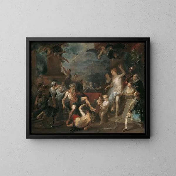 Allegory of a prize distribution at the Vienna Academy under Wenzel Anton Fürst von Kaunitz-Rietberg - Franz Anton Maulbertsch — framed artwork on a wall