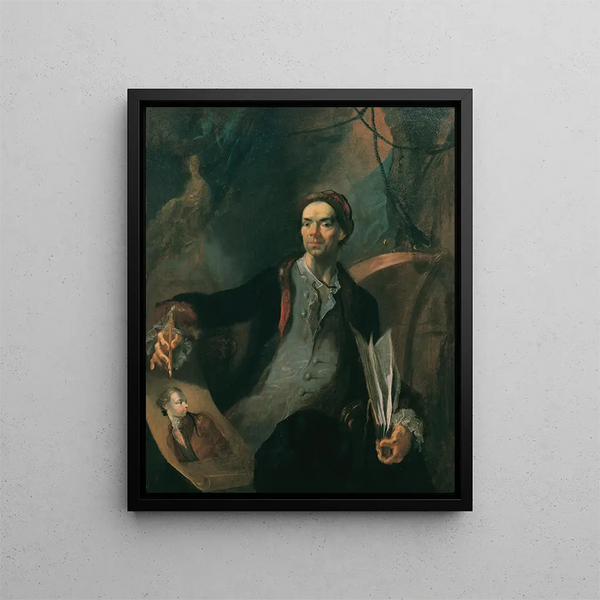 Portrait of the artist known as self-portrait - Franz Anton Maulbertsch — framed artwork on a wall