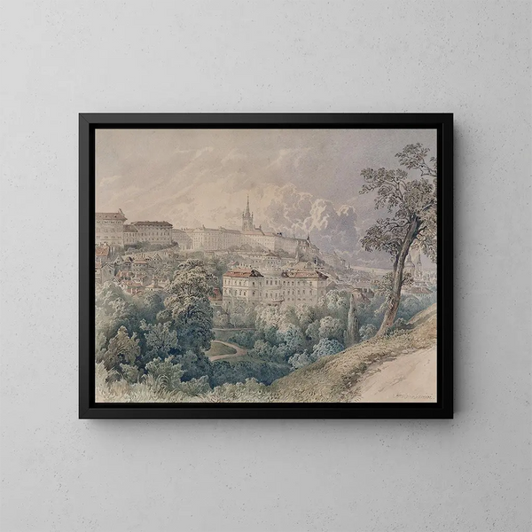 View of Prague from Petřín - Franz Barbarini — framed artwork on a wall