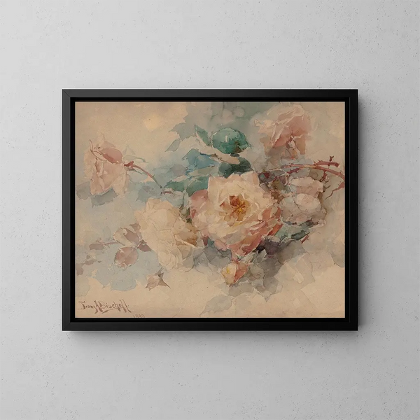 Bouquet of Roses - Franz Bischoff — framed artwork on a wall