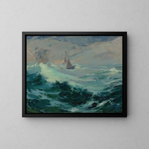 Naviguer sur une mer orageuse - Franz Bischoff — framed artwork on a wall