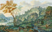 van een ideaal landschap met een rivier, een fort en ruiters - Franz Christoph Janneck — weergave van het kunstwerk