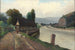 Landschap met rivier en het meisje met eenden - Franz Demel — weergave van het kunstwerk