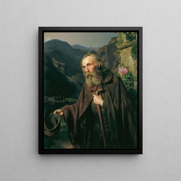 An Old Beggar - Franz Eybl — framed artwork on a wall