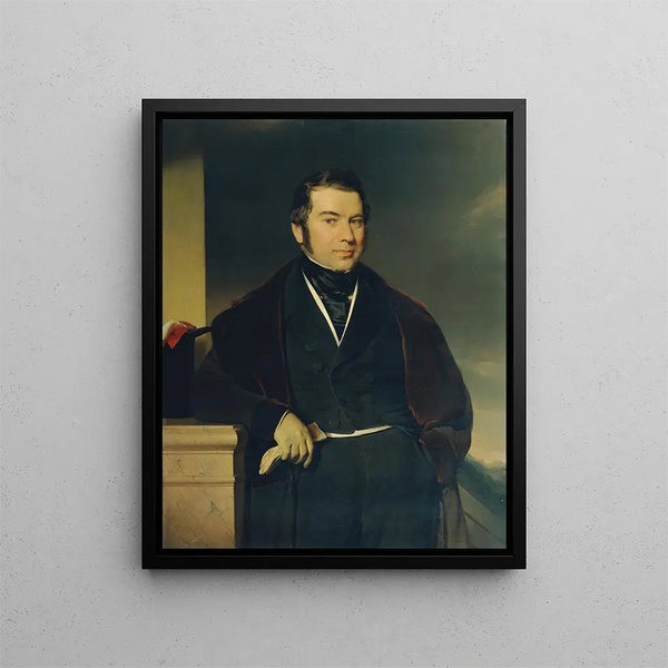 Man with a top hat and a glove - Franz Eybl — framed artwork on a wall