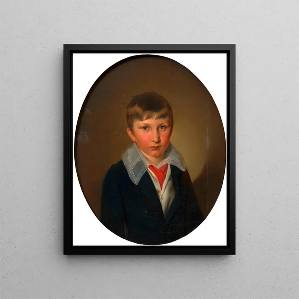Portrait of a boy by Josef Latour von Thurmburg 1820-1903 - Franz Eybl — framed artwork on a wall