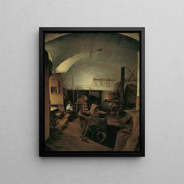 L'intérieur d'une forge - Franz Eybl — ingelijst kunstwerk aan de muur