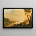 Landschapschilderij met rivier bij zonsondergang - Franz Hochecker — ingelijst kunstwerk aan de muur