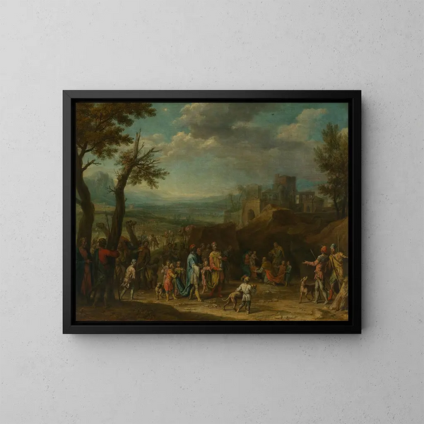 Adoration des Rois devant un vaste paysage - Franz Joachim Beich — framed artwork on a wall