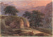 Reisende in een berglandschap bij zonsondergang - Franz Kobell — weergave van het kunstwerk