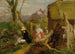 De schilder en wandelaar in het idyllische landschap - Franz Krammer — weergave van het kunstwerk