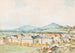 van Salzburger uitzicht, Salzach-rivier op de voorgrond met het oude Sint-Jan-ziekenhuis, de Sint-Jan-kerk en Mlleggertor - Franz Kulstrunk — weergave van het kunstwerk