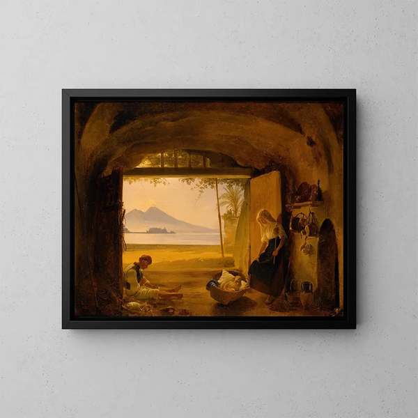 a Neapolitan Fisherman and His Family - Franz Ludwig Catel — framed artwork on a wall